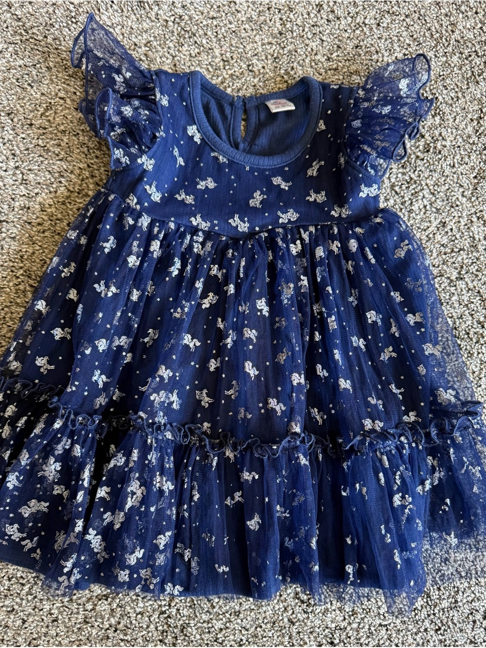 Girls Navy Blue unicorn Tulle Party Dress